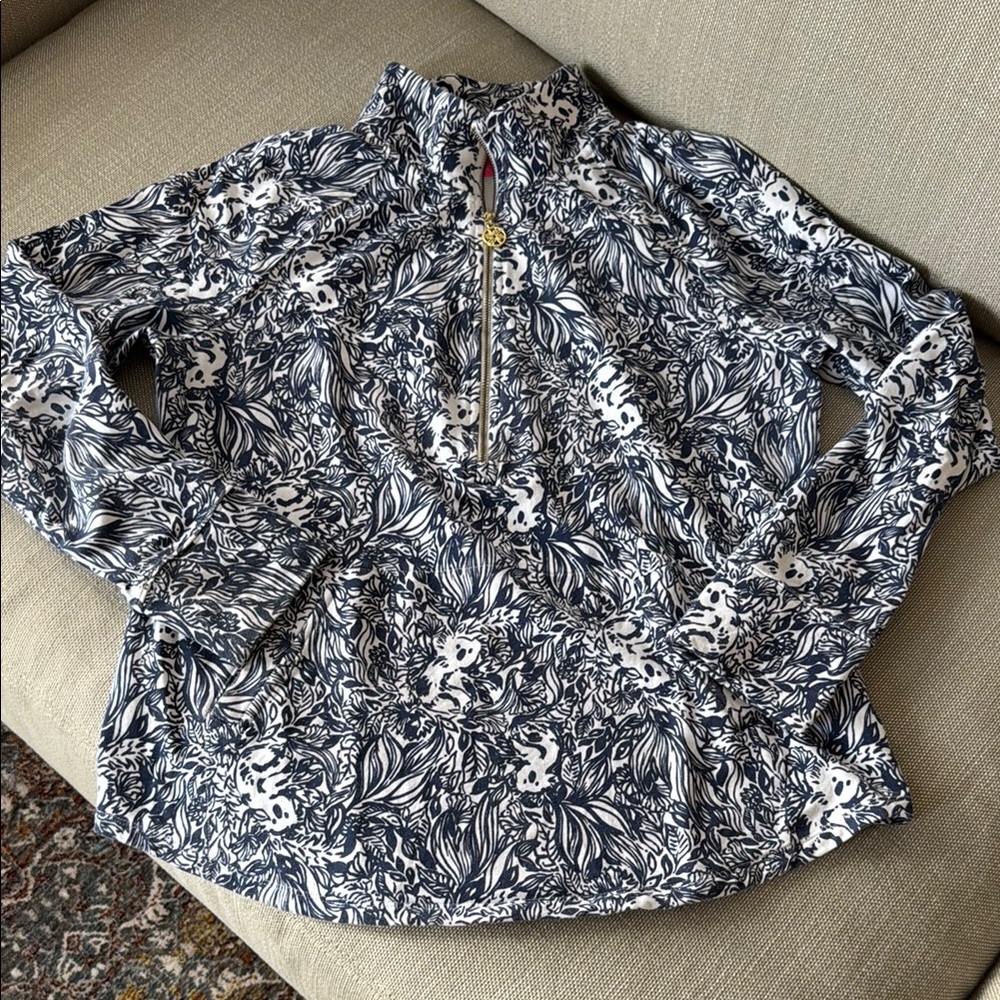 Lilly Pulitzer Koala Navy and White Half Zip